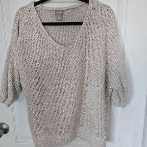 Chicos Size 2 Cream V-Neck Sweater